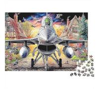 Avions d'attaque Set Puzzle 1000 Pièces pour Passionnés, Carton Recyclé,Jet de Chasse Village Landscape Décoration Intérieure, Art Mural, Cadeau Noël Festif, Défi Cérébral 52x38cm/1000pcs