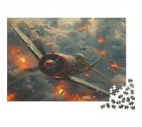 Avions de Chasse Puzzle 1000 Pieces Cadeau Unique Flames of War Jeu Éducatif Challenge Toy À De Qualité Supérieure Peinture Art pour Adultes Et Enfants À Partir De 14 Ans 1000pcs (75x50cm)