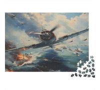 Avions de Chasse Puzzle 1000 Pièces Jouet en Bois Cadeau Unique De l'art De La Décoration Flames of War Challenge Toy pour Adultes Et Enfants À Partir De 12 Ans 1000pcs (75x50cm)
