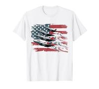 Avions de chasse vintage du drapeau américain américain Patriotic du 4 juillet T-Shirt