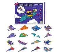 Avions en papier - Kit d'artisanat pliable 27 x 21 x 7 cm, feuilles de couleurs assorties, brochure pédagogique avec motifs pré-imprimés | Jouet éducatif pour , étudiants, amusement en famille