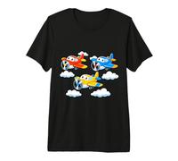 Avions Mignons de Dessin animé Volant Avion coloré Enfants T-Shirt Haut de Gamme