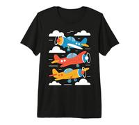 Avions Mignons de Dessin animé Volant Avion coloré Enfants T-Shirt Haut de Gamme