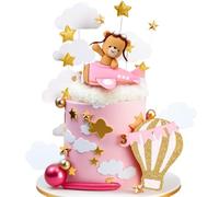 avions roses ours en peluche decoration gateau montgolfieres decoration gateau avion topper gateau avion theme temps qui vole decoration premier anniversaire anniversaire theme avion decoration baby s