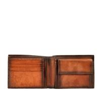 Avirex, Collection Bell, Portefeuille pour homme en cuir avec protection RFID - Style vintage, cuir véritable tamponné à la main, 4 porte-cartes, porte-documents et porte-monnaie, Vintage Brown