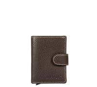 AVIREX Ligne Houston en cuir Porte-cartes de crédit avec système d'extraction automatique de 5 cartes de crédit. Portefeuille en cuir de vachette avec protection RFID. Compact et fonctionnel, Dark