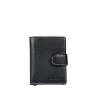 AVIREX Ligne Houston en cuir porte-cartes de crédit avec système d'extraction automatique de 5 cartes de crédit. Portefeuille en cuir de vachette avec protection RFID. Compact et fonctionnel, Noir ,