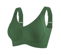 Avis de levage sur le devant, bord en dentelle, sans mouvement de l'anneau en acier, froncé sans couture, ajustement, yoga, sommeil, grand débardeur de soutien-gorge, vert, M