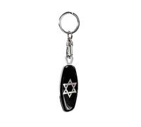 Avisa Porte-clés en acier inoxydable - Emblem/ Flag Star of David+UA