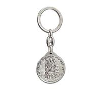 Porte-clés en Acier Inoxydable - 'St.Christopher/St.John Paul II' (Argent) - Double-Face 'V2'