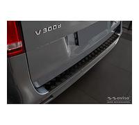 Avisa Protection de seuil arrière en aluminium noir mat compatible avec Mercedes Vito & Classe-V 2014-2019 & Facelift 2019- 'Riffled Plate'