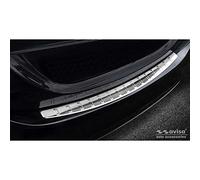 Avisa Protection de seuil arrière INOX Compatible avec Mercedes Classe-C W205 Sedan 2014-2019 & 2019-2021 'Ribs', Argent