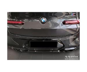 Avisa Protection de seuil arrière inox Noir compatible avec BMW X4 G02/F98 M Competition Facelift 2021- 'Ribs'