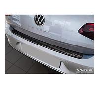 Avisa Protection de seuil arrière inox noir compatible avec Volkswagen Passat Sedan 2014-2019 & FL 2019-2023 'Ribs'