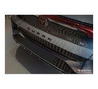 Avisa Protection de seuil arrière INOX Noir Mat Compatible avec Seat Leon Sportstourer INCL. FR/Cupra Leon Sportstourer 2020-2024 & Facelift 2024- 'Ribs'