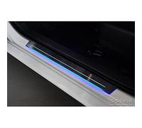 Avisa Seuils de porte universels - Acier inoxydable noir avec éclairage LED bleu - 2-pièces - 44,8 x 4 cm