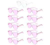 Aviski Lunettes de soleil transparentes en forme de cœur - Sans monture - Verres teintés - 1 mariée à 10 équipes - Pour mariage - Fête de mariage - EVJF Accessoire photo