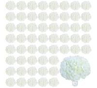 Aviviho - Lot de 60 Fleurs d'hortensia artificielles en Vrac réalistes en Soie avec tiges, pour fête de Mariage, décoration d'intérieur, centres de Table, décoration Florale, Blanc Ivoire