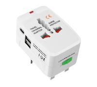 Avizar Adaptateur de Voyage Universel avec USB / USB-C Anti-surtensions Blanc