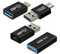 Avizar Adaptateur USB C + USB, Pack de 4 Adaptateurs OTG mâle femelle Noir