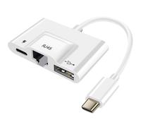 Avizar Adaptateur USB-C vers Ethernet / USB / USB-C Compact Plug and Play Blanc