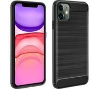 Avizar, Apple iPhone 11 étui de protection en silicone avec look carbone/aluminium, noir