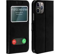 Avizar, Apple iPhone 11 Pro Étui à rabat double fenêtre et support, Noir