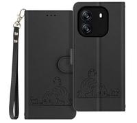Avizar, Blackview Wave 6C Étui porte-monnaie à motif chaton avec fonction de support, Noir