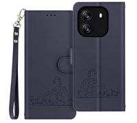 Avizar, Blackview Wave 6C Motif chat Étui porte-monnaie avec fonction de support, bleu foncé