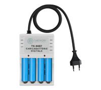 Avizar Chargeur de Piles Numérique AA et AAA 4 Canaux Prise 220V AC 130mA Gris
