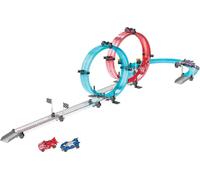 Avizar, Circuit de course 316 cm avec 2 voitures et loopings à construire, Coloré