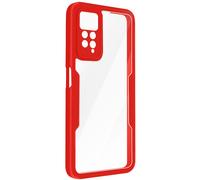 Avizar, coque 360° Redmi Note 11 / 11s, dos rigide + contour en silicone, rouge