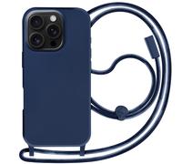 Avizar Coque Cordon Semi Rigide Soft touch pour iPhone 16 Pro Bleu nuit