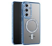 Avizar Coque Diamant pour Galaxy S25 Contour Strass Bleu