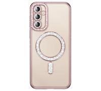 Coque Diamant pour Galaxy S26 avec Anneau Magnétique et Contour Strassé Rose