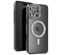 Avizar Coque Diamant pour iiPhone 16 Pro Protection Contour Strass Noir
