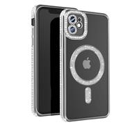 Avizar Coque Diamant pour iPhone 11 Protection Contour Strass Argent