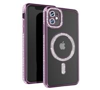 Avizar Coque Diamant pour iPhone 11 Protection Contour Strass Violet