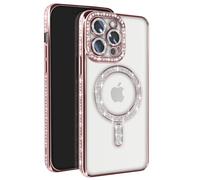 Avizar Coque Diamant pour iPhone 13 Pro Contour Strass Rose