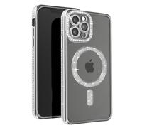 Coque Diamant pour iPhone 13 Pro Max Protection MagSafe Contour Strass Argent