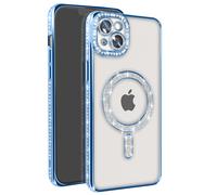 Avizar Coque Diamant pour iPhone 14 Plus Contour Strass Bleu