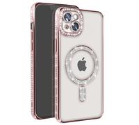 Avizar Coque Diamant pour iPhone 14 Plus Contour Strass Rose