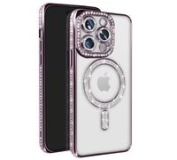 Avizar Coque Diamant pour iPhone 14 Pro Contour Strass Violet