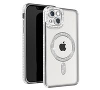 Coque Diamant pour iPhone 14 Protection MagSafe Contour Strass Argent
