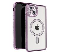 Avizar Coque Diamant pour iPhone 14 Protection Contour Strass Violet