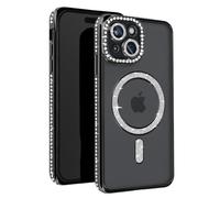 Coque Diamant pour iPhone 15 Protection MagSafe Contour Strass Noir