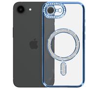 Coque Diamant pour iPhone 16e MagSafe Contour Strass Bleu
