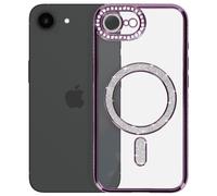 Avizar Coque Diamant pour iPhone 16e Contour Strass Violet
