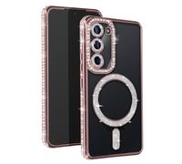 Coque Diamant pour Samsung Galaxy S23 MagSafe Contour Strass Rose champagne