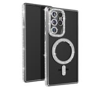 Coque Diamant pour Samsung Galaxy S23 Ultra MagSafe Contour Strass Argent